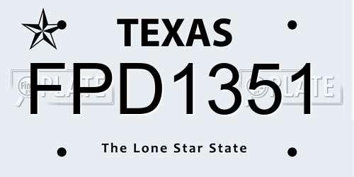 FPD1351 Texas License Plate
