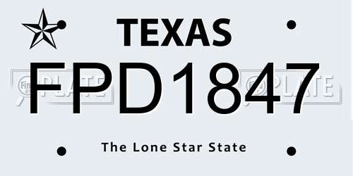 FPD1847 Texas License Plate