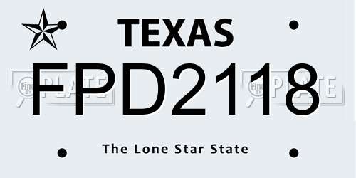 FPD2118 Texas License Plate