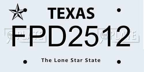 FPD2512 Texas License Plate