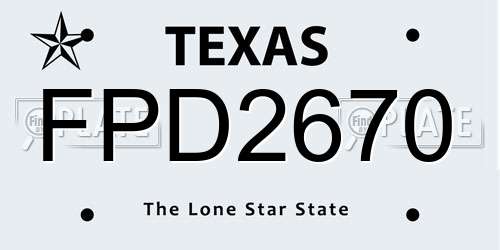 FPD2670 Texas License Plate