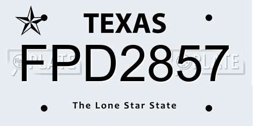 FPD2857 Texas License Plate
