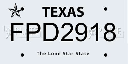FPD2918 Texas License Plate