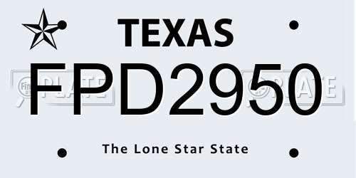 FPD2950 Texas License Plate