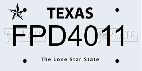FPD4011 Texas License Plate