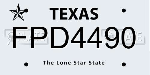 FPD4490 Texas License Plate