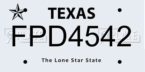 FPD4542 Texas License Plate