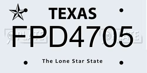 FPD4705 Texas License Plate