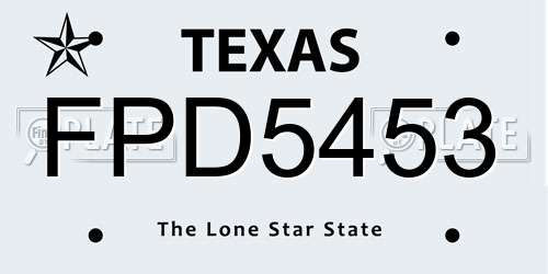 FPD5453 Texas License Plate