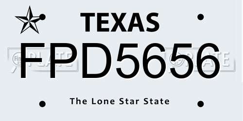 FPD5656 Texas License Plate