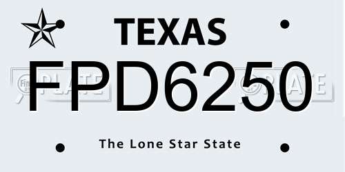 FPD6250 Texas License Plate