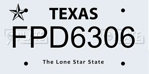 FPD6306 Texas License Plate