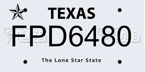 FPD6480 Texas License Plate