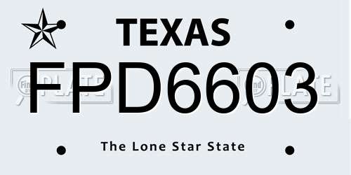 FPD6603 Texas License Plate