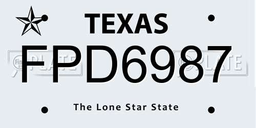 FPD6987 Texas License Plate