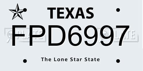 FPD6997 Texas License Plate