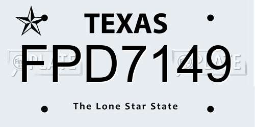 FPD7149 Texas License Plate