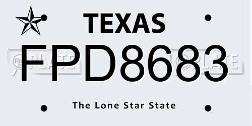 FPD8683 Texas License Plate
