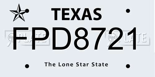 FPD8721 Texas License Plate