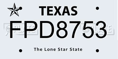 FPD8753 Texas License Plate