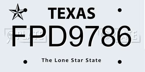 FPD9786 Texas License Plate