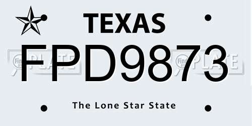 FPD9873 Texas License Plate