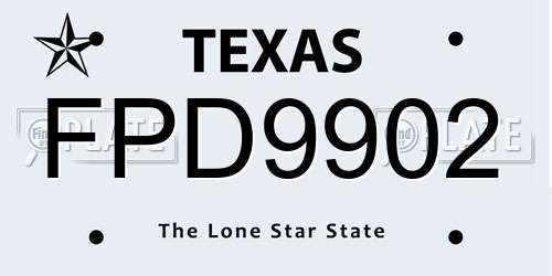 FPD9902 Texas License Plate