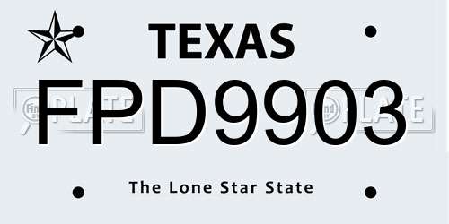 FPD9903 Texas License Plate
