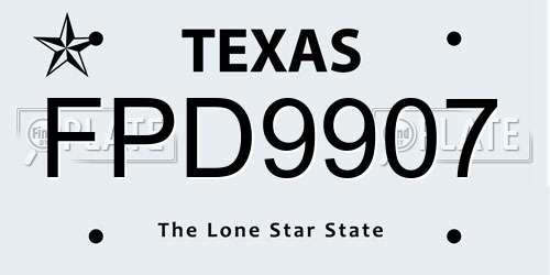 FPD9907 Texas License Plate