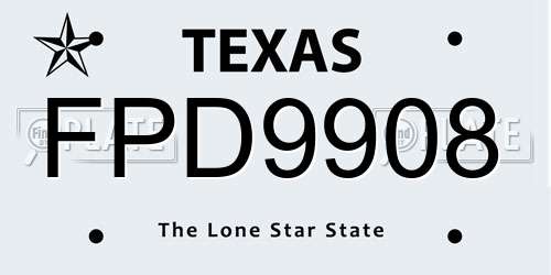 FPD9908 Texas License Plate