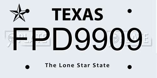 FPD9909 Texas License Plate