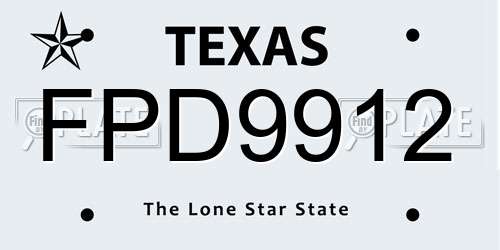 FPD9912 Texas License Plate