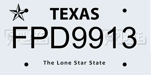 FPD9913 Texas License Plate