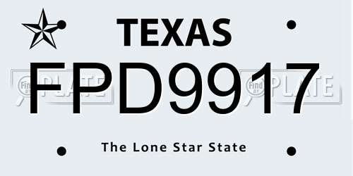 FPD9917 Texas License Plate