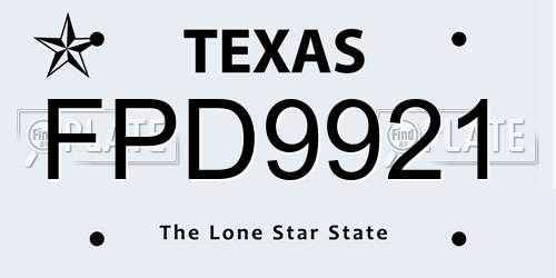 FPD9921 Texas License Plate
