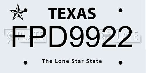 FPD9922 Texas License Plate