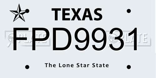 FPD9931 Texas License Plate
