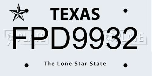 FPD9932 Texas License Plate