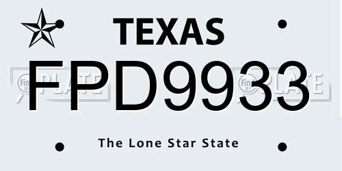 FPD9933 Texas License Plate