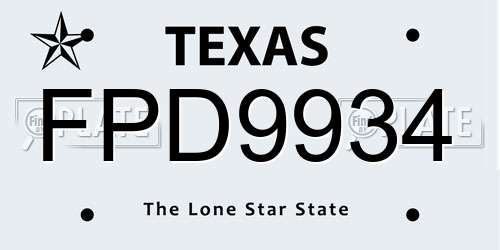 FPD9934 Texas License Plate