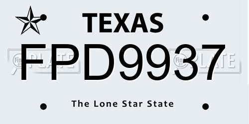 FPD9937 Texas License Plate