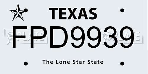 FPD9939 Texas License Plate