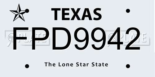FPD9942 Texas License Plate
