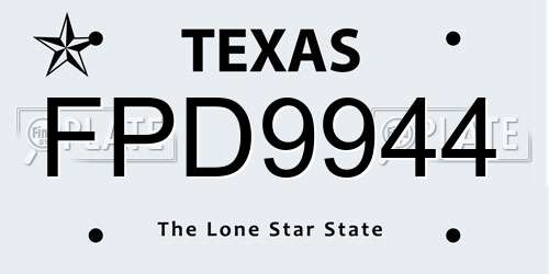 FPD9944 Texas License Plate