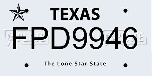 FPD9946 Texas License Plate