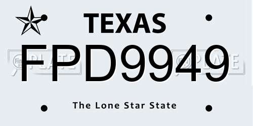 FPD9949 Texas License Plate