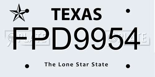 FPD9954 Texas License Plate
