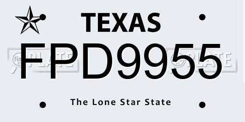 FPD9955 Texas License Plate