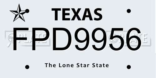 FPD9956 Texas License Plate