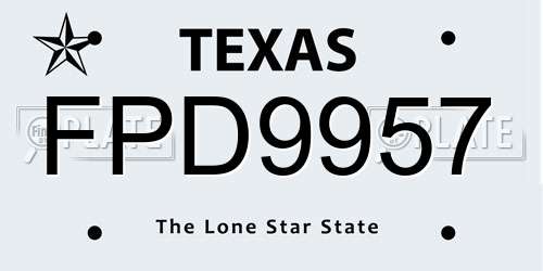 FPD9957 Texas License Plate